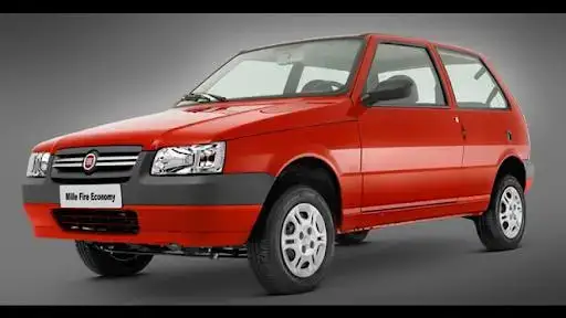 Fiat Uno Mille Fire Economy vermelho, um carro essencial para transporte urbano eficiente.