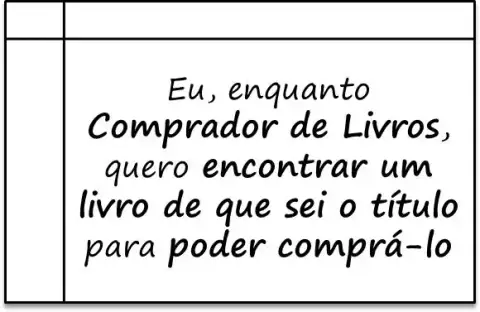 Exemplo de User Story, representando uma necessidade do usuário
