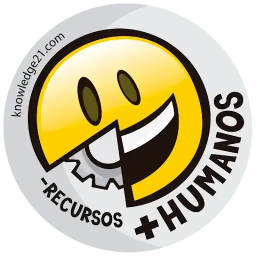 Adesivo da K21 - Menos Recursos Mais Humanos. Um Smile cobrindo uma roldana. Temos que deixar de pensar em pessoas como recursos e começar a pensar em pessoas como pessoas.